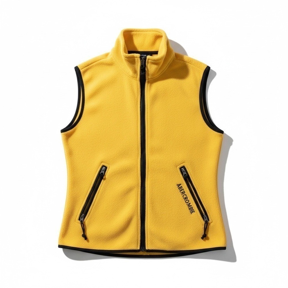 Vintage Y2K Yellow Abercrombie And Fitch Fleece Vest